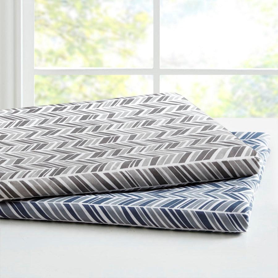 Olliix.com Sheets & Sheet Sets - Printed Microfiber Sheet Set Navy MPE20-472