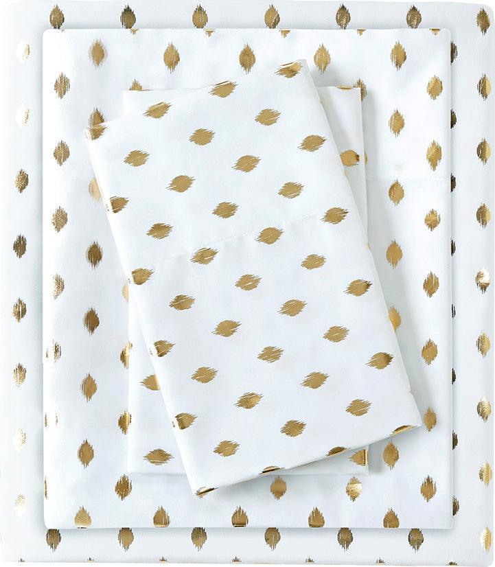 Olliix.com Sheets & Sheet Sets - Printed Sheet Set White|Gold ID20-1472