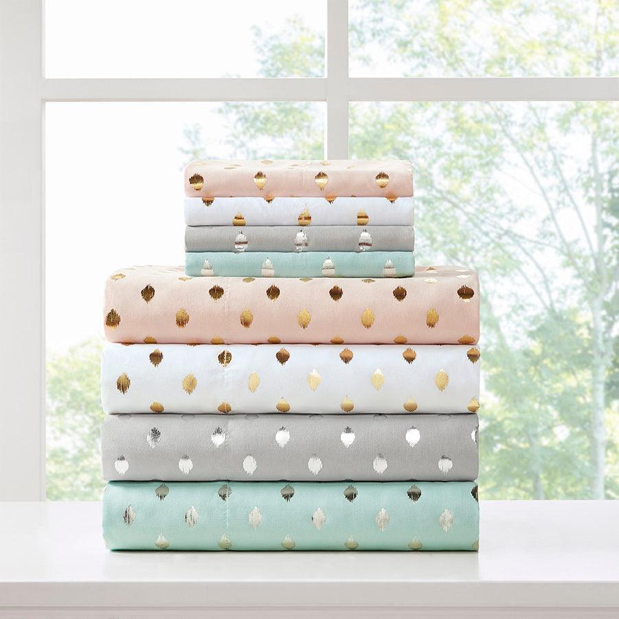Olliix.com Sheets & Sheet Sets - Printed Sheet Set White|Gold ID20-1472