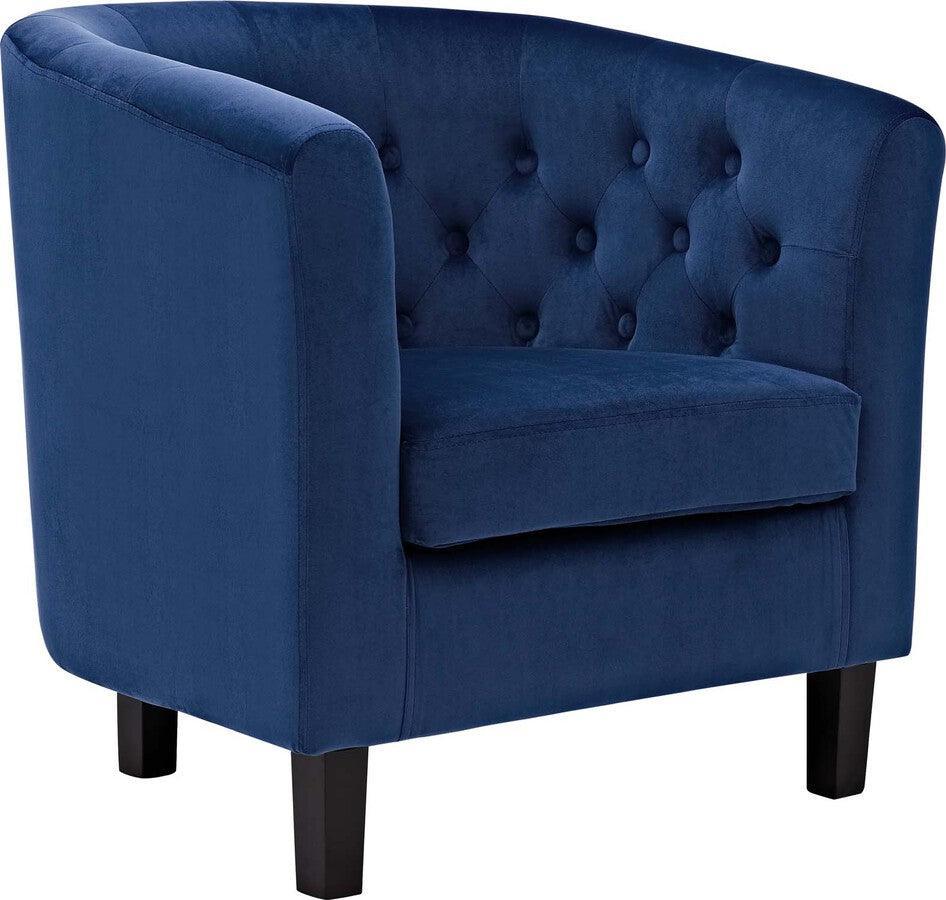 Modway Living Room Sets - Prospect 3 Piece Performance Velvet Loveseat and Armchair Set Navy