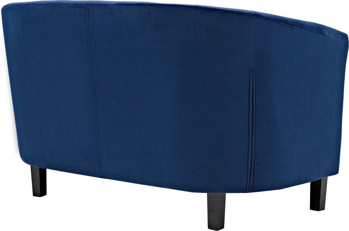 Modway Living Room Sets - Prospect 3 Piece Performance Velvet Loveseat and Armchair Set Navy