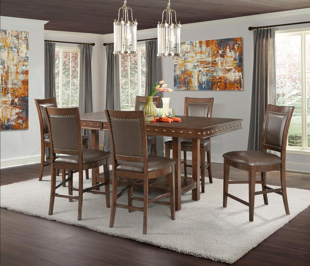 Elements Dining Sets - Pruitt Counter 7PC Dining Set-Table & 6 Counter Side Chairs Walnut