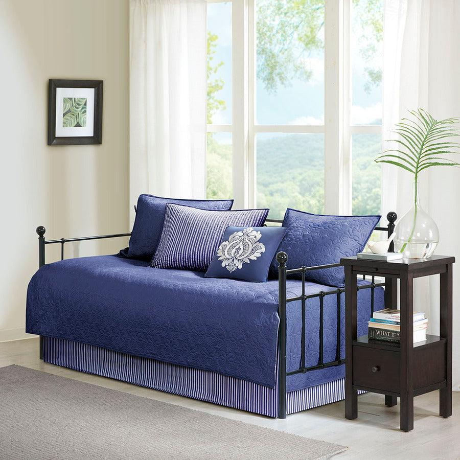 Olliix.com Comforters & Blankets - Quebec Daybed 6 Piece Reversible Daybed Cover Set Navy