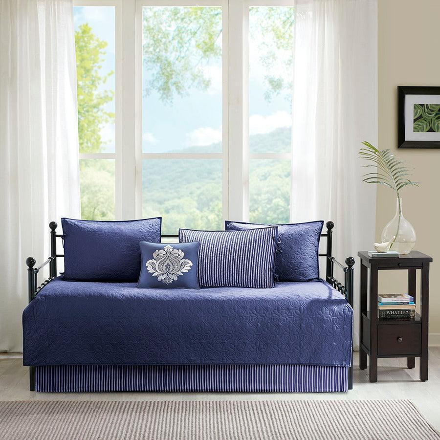 Olliix.com Comforters & Blankets - Quebec Daybed 6 Piece Reversible Daybed Cover Set Navy