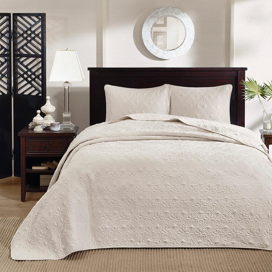 Olliix.com Comforters & Blankets - Quebec Full Reversible Bedspread Set Cream