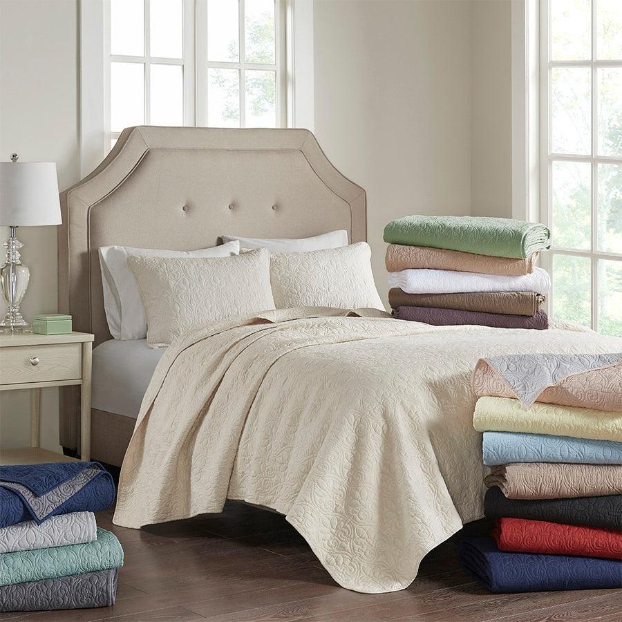 Olliix.com Comforters & Blankets - Quebec Full/Queen Reversible Coverlet Set Blue