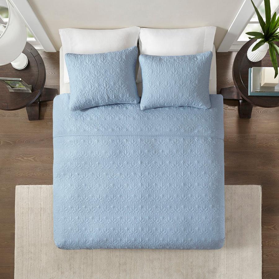 Olliix.com Comforters & Blankets - Quebec Full/Queen Reversible Coverlet Set Blue