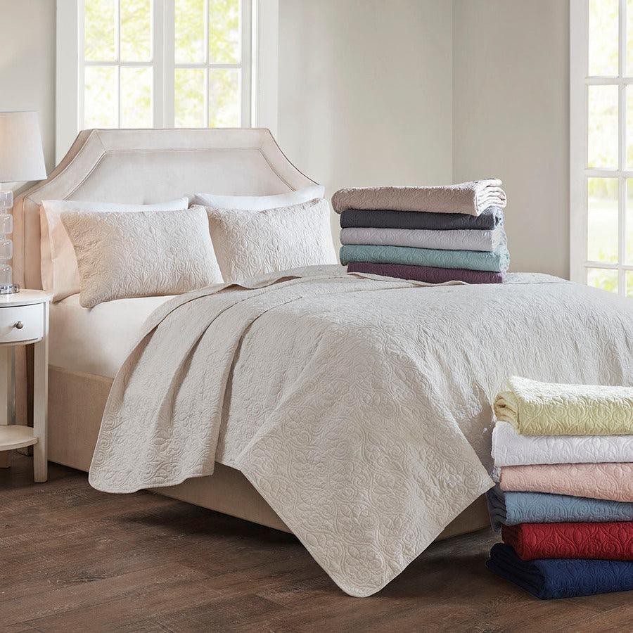 Olliix.com Comforters & Blankets - Quebec Full/Queen Reversible Coverlet Set Khaki