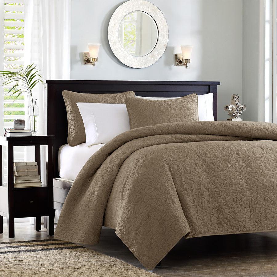 Olliix.com Comforters & Blankets - Quebec Full/Queen Reversible Coverlet Set Mocha