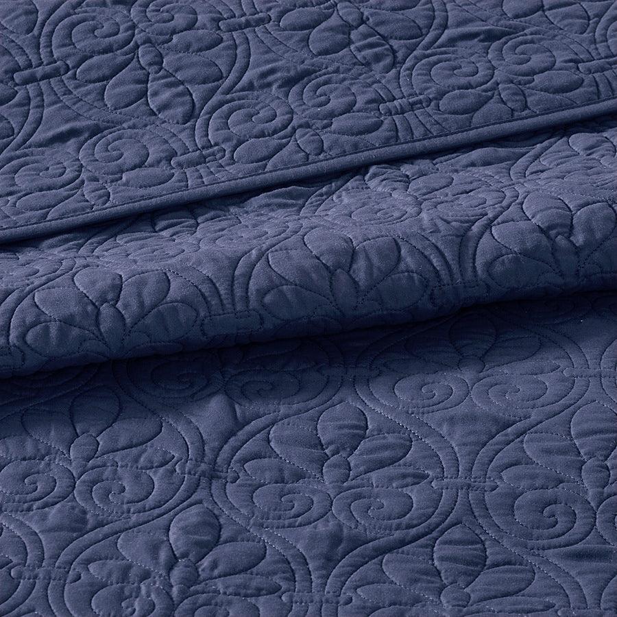 Olliix.com Comforters & Blankets - Quebec Full/Queen Reversible Coverlet Set Navy