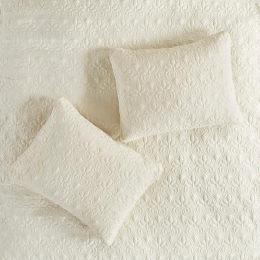 Olliix.com Comforters & Blankets - Quebec King 3 Piece Fitted Bedspread Set Cream