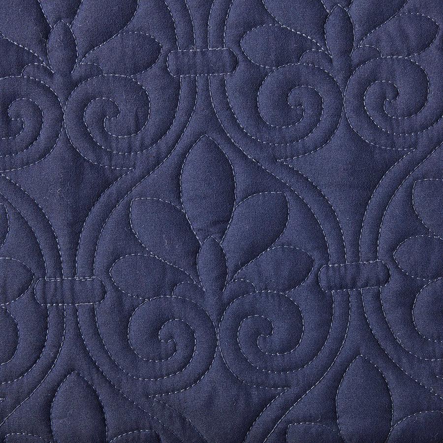 Olliix.com Comforters & Blankets - Quebec King 3 Piece Fitted Bedspread Set Navy