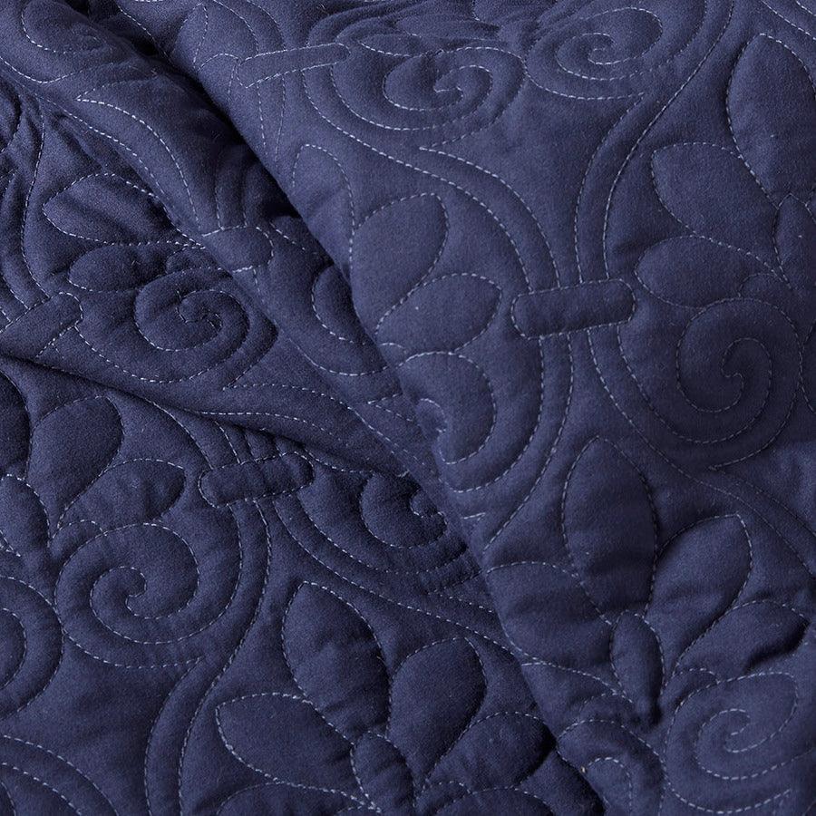 Olliix.com Comforters & Blankets - Quebec King 3 Piece Fitted Bedspread Set Navy