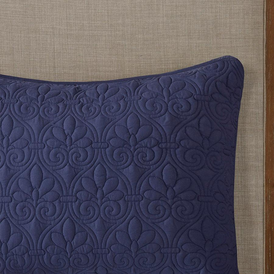 Olliix.com Comforters & Blankets - Quebec King 3 Piece Fitted Bedspread Set Navy
