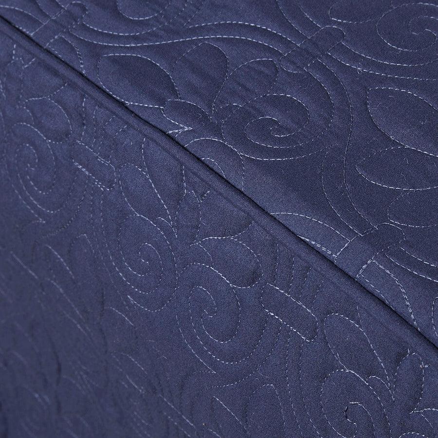 Olliix.com Comforters & Blankets - Quebec King 3 Piece Fitted Bedspread Set Navy