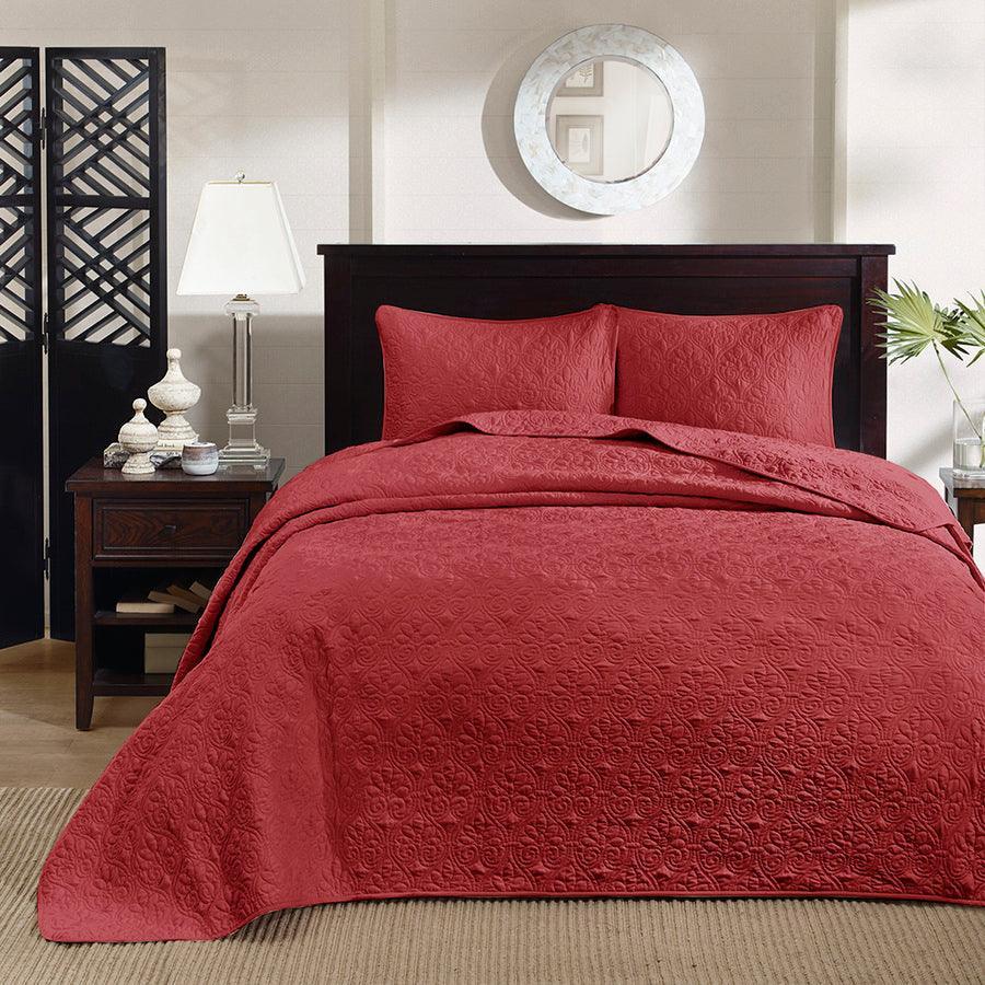 Olliix.com Comforters & Blankets - Quebec King Reversible Bedspread Set Red