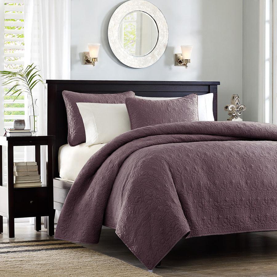 Olliix.com Comforters & Blankets - Quebec King/California King Reversible Coverlet Set Purple