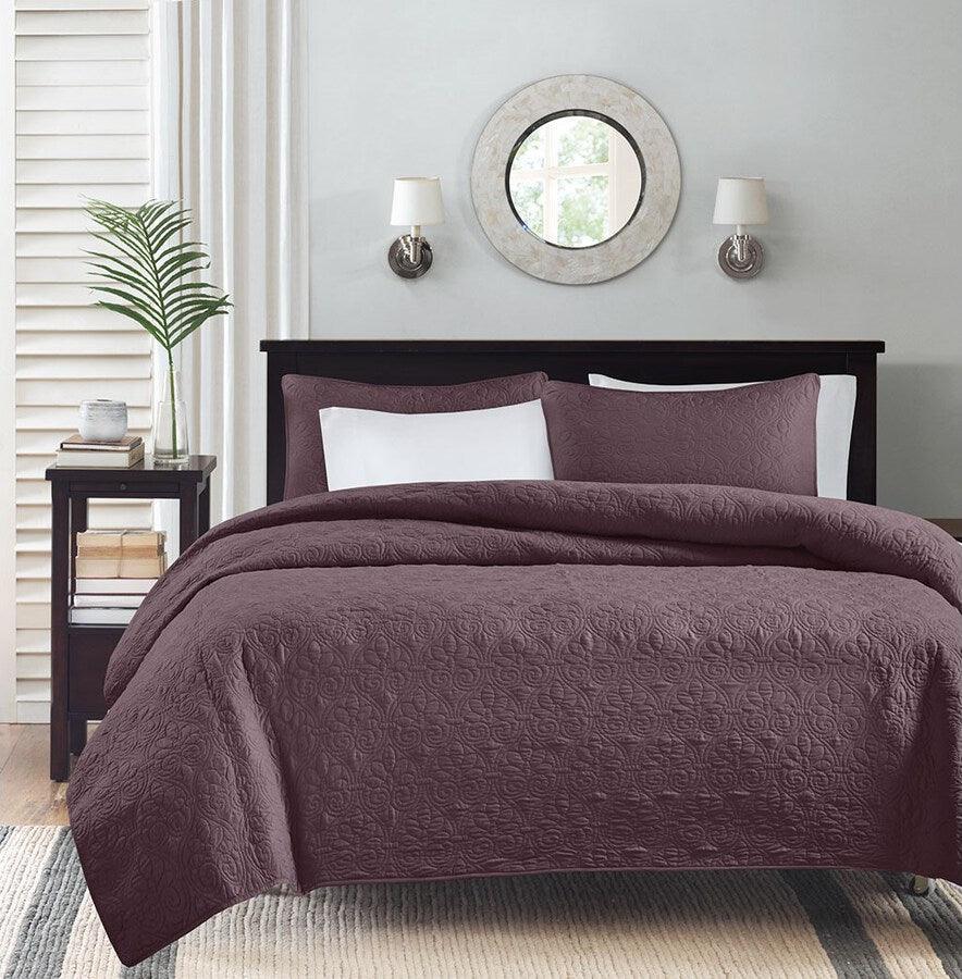 Olliix.com Comforters & Blankets - Quebec King/California King Reversible Coverlet Set Purple