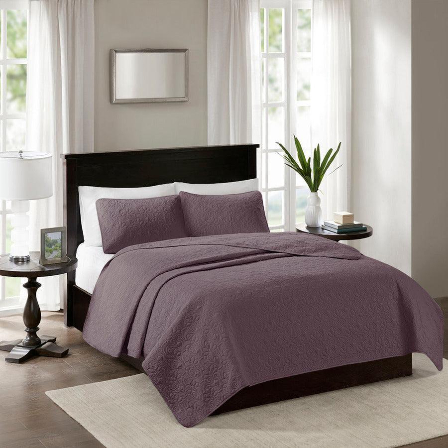 Olliix.com Comforters & Blankets - Quebec King/California King Reversible Coverlet Set Purple