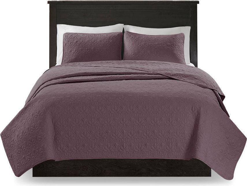Olliix.com Comforters & Blankets - Quebec King/California King Reversible Coverlet Set Purple