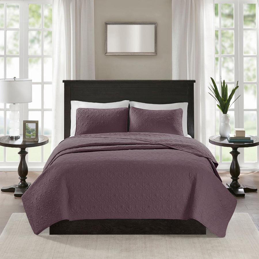 Olliix.com Comforters & Blankets - Quebec King/California King Reversible Coverlet Set Purple