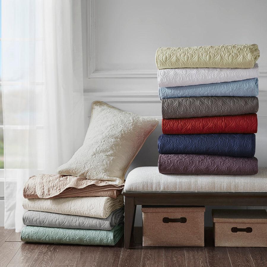 Olliix.com Comforters & Blankets - Quebec Queen Reversible Bedspread Set White
