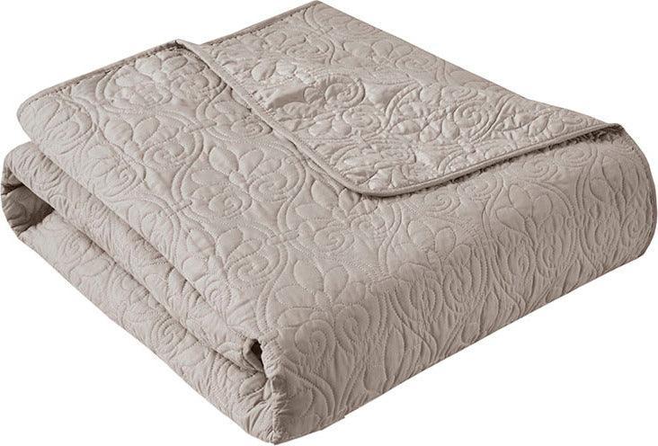 Olliix.com Pillows & Throws - Quebec Traditional Oversized Quilted Throw 60x70" Khaki