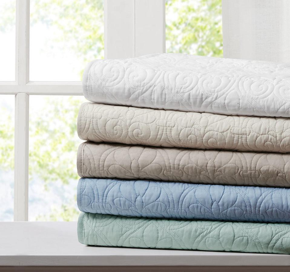 Olliix.com Pillows & Throws - Quebec Traditional Oversized Quilted Throw 60x70" Khaki