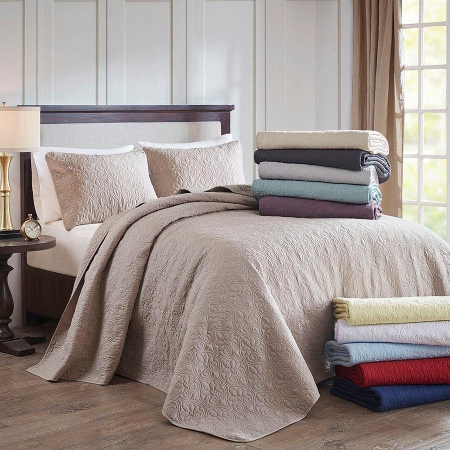 Olliix.com Comforters & Blankets - Quebec Twin Reversible Bedspread Set Cream