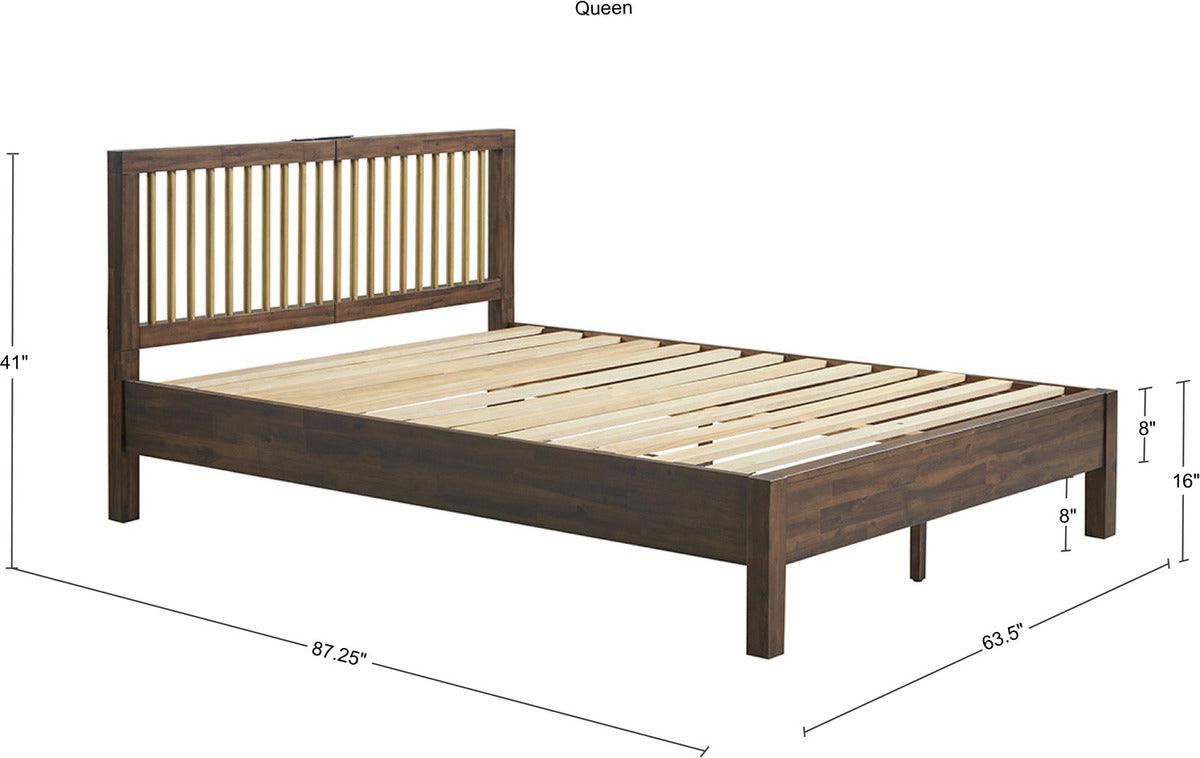 Olliix.com Beds - Queen Mercer Low Profile Platform Bed Brown & Bronze