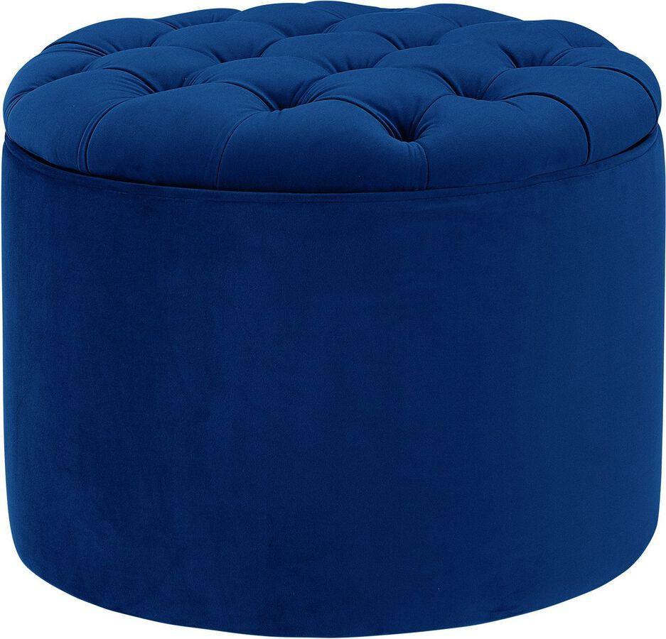 Tov Furniture Ottomans & Stools - Queen Navy Velvet Storage Ottoman Navy