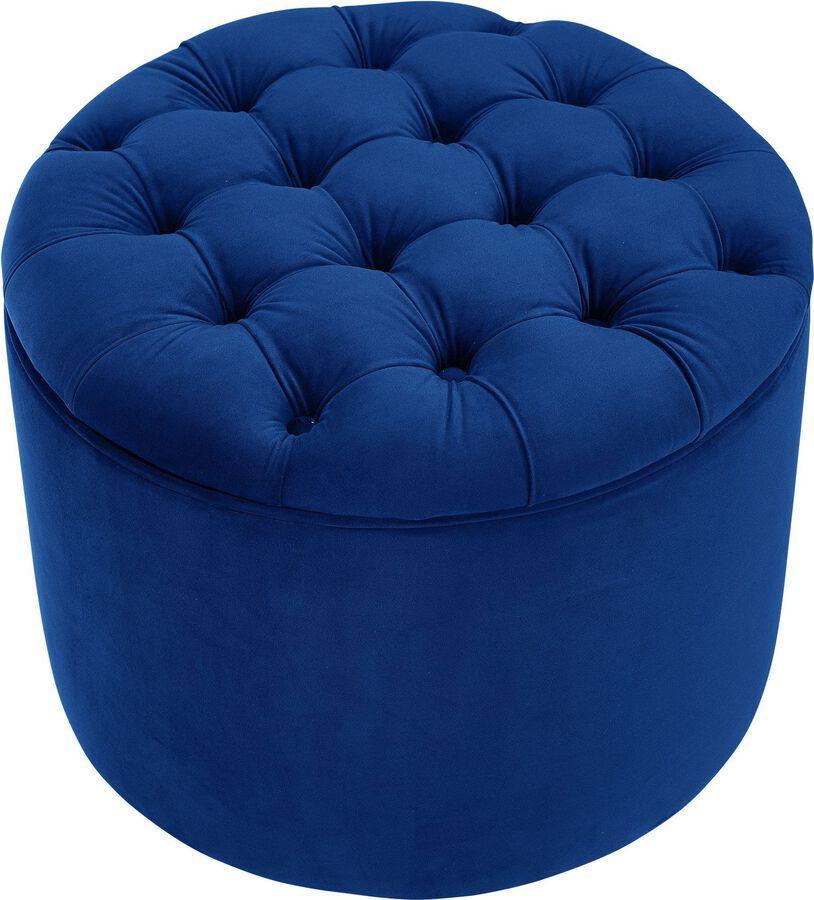 Tov Furniture Ottomans & Stools - Queen Navy Velvet Storage Ottoman Navy