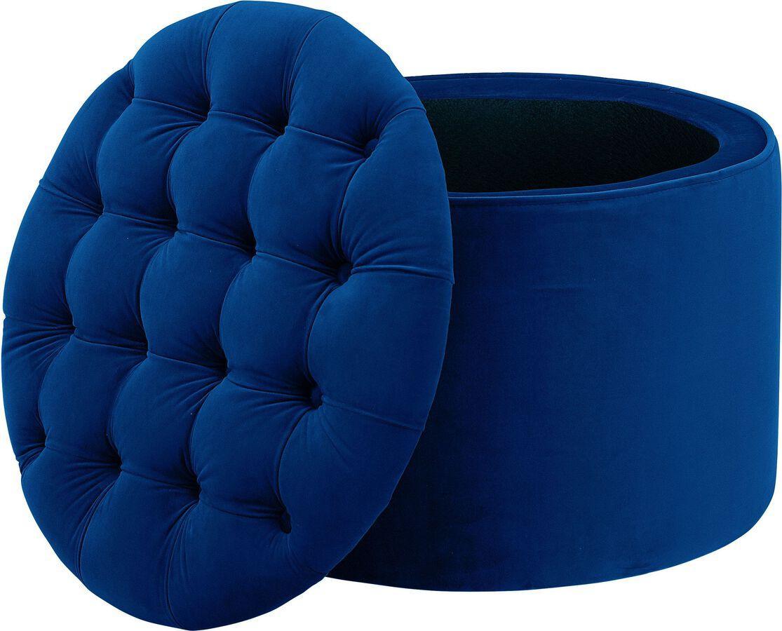 Tov Furniture Ottomans & Stools - Queen Navy Velvet Storage Ottoman Navy
