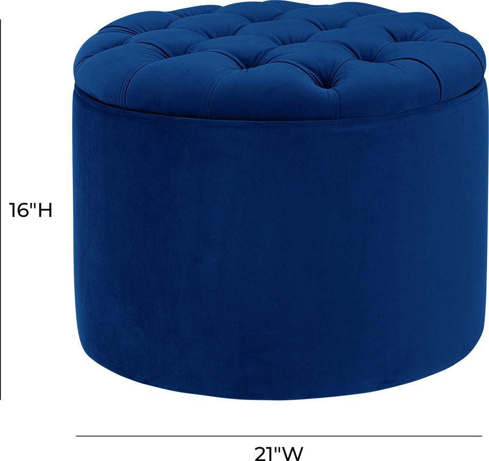 Tov Furniture Ottomans & Stools - Queen Navy Velvet Storage Ottoman Navy