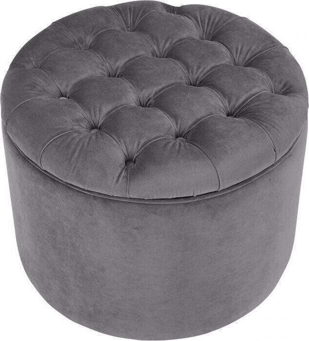 Tov Furniture Ottomans & Stools - Queen Velvet Storage Ottoman Gray
