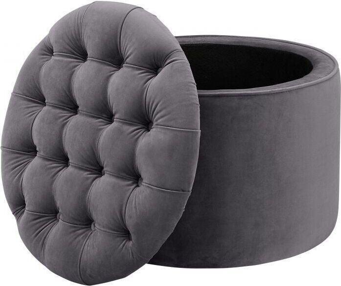 Tov Furniture Ottomans & Stools - Queen Velvet Storage Ottoman Gray