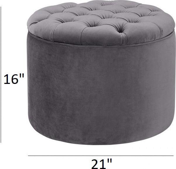 Tov Furniture Ottomans & Stools - Queen Velvet Storage Ottoman Gray