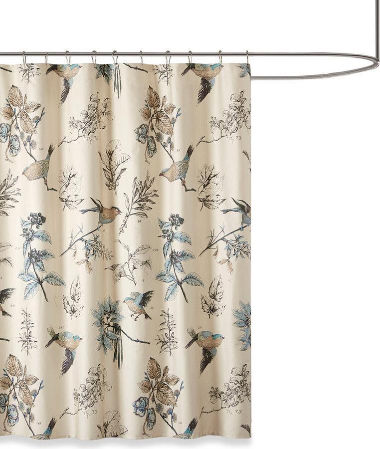 Olliix.com Shower Curtains - Quincy Printed Cotton Shower Curtain Khaki
