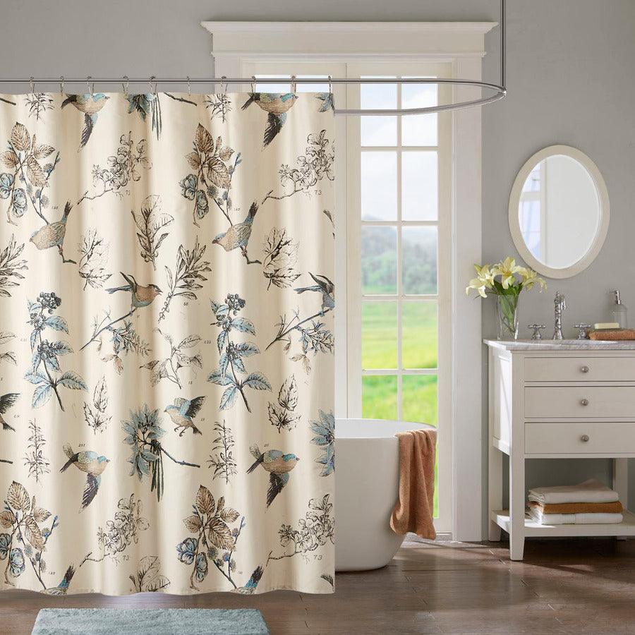 Olliix.com Shower Curtains - Quincy Printed Cotton Shower Curtain Khaki