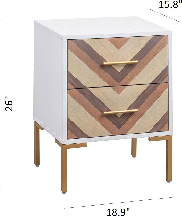Tov Furniture Nightstands & Side Tables - Quinn Side Table White & Brass