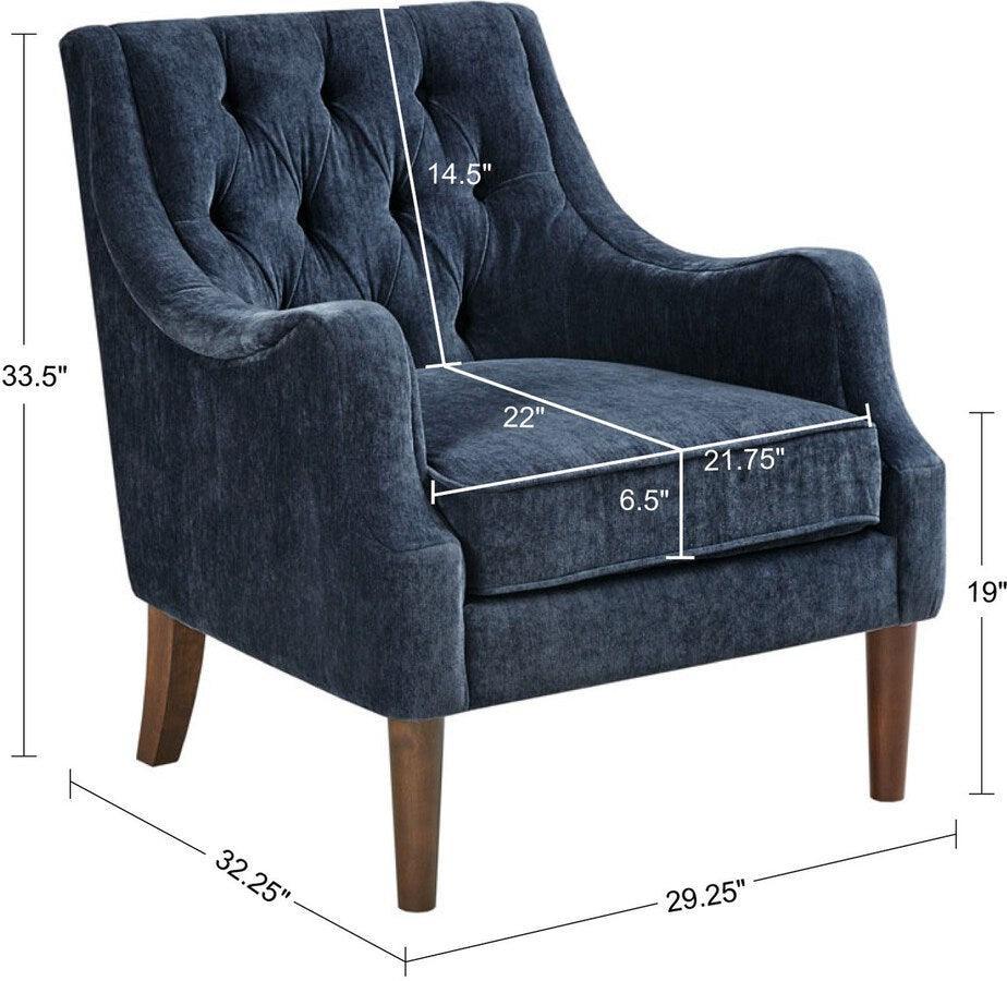 Olliix.com Accent Chairs - Qwen Button Tufted Accent Chair Navy