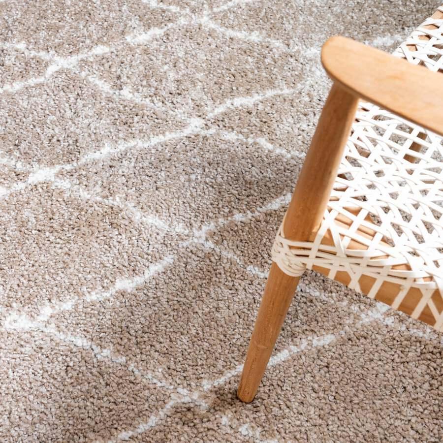Unique Loom Indoor Rugs - Rabat Shag Comfort 9x12 Rectangular Rug Taupe
