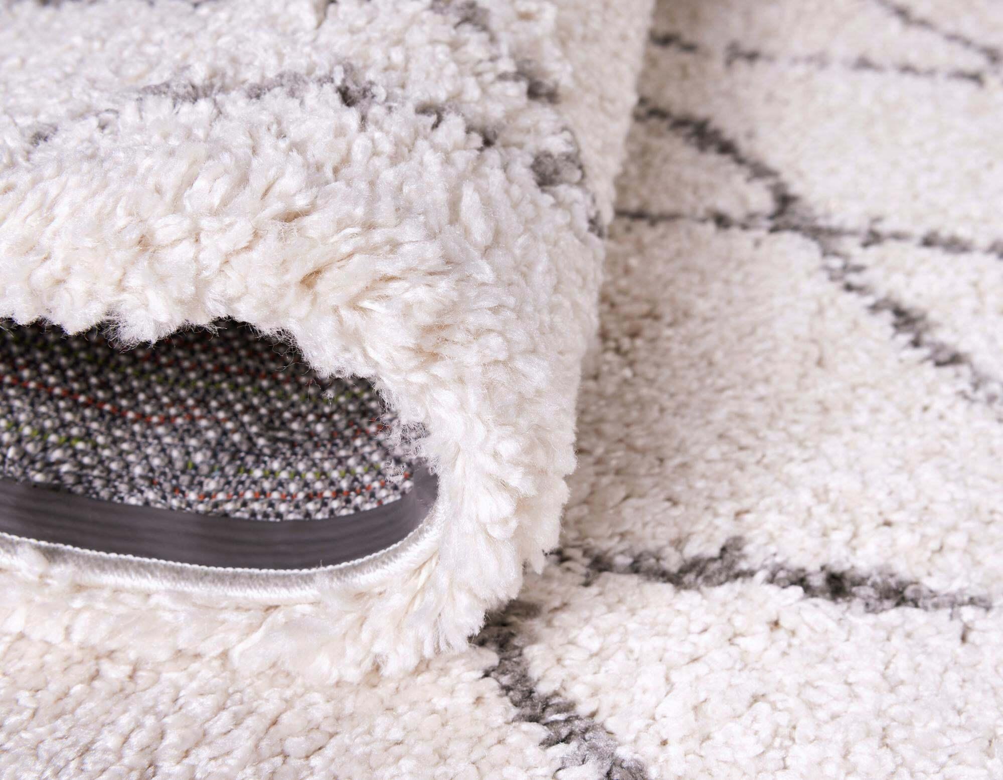 Unique Loom Indoor Rugs - Rabat Shag Geometric Rectangular 8x10 Rug Ivory & Gray