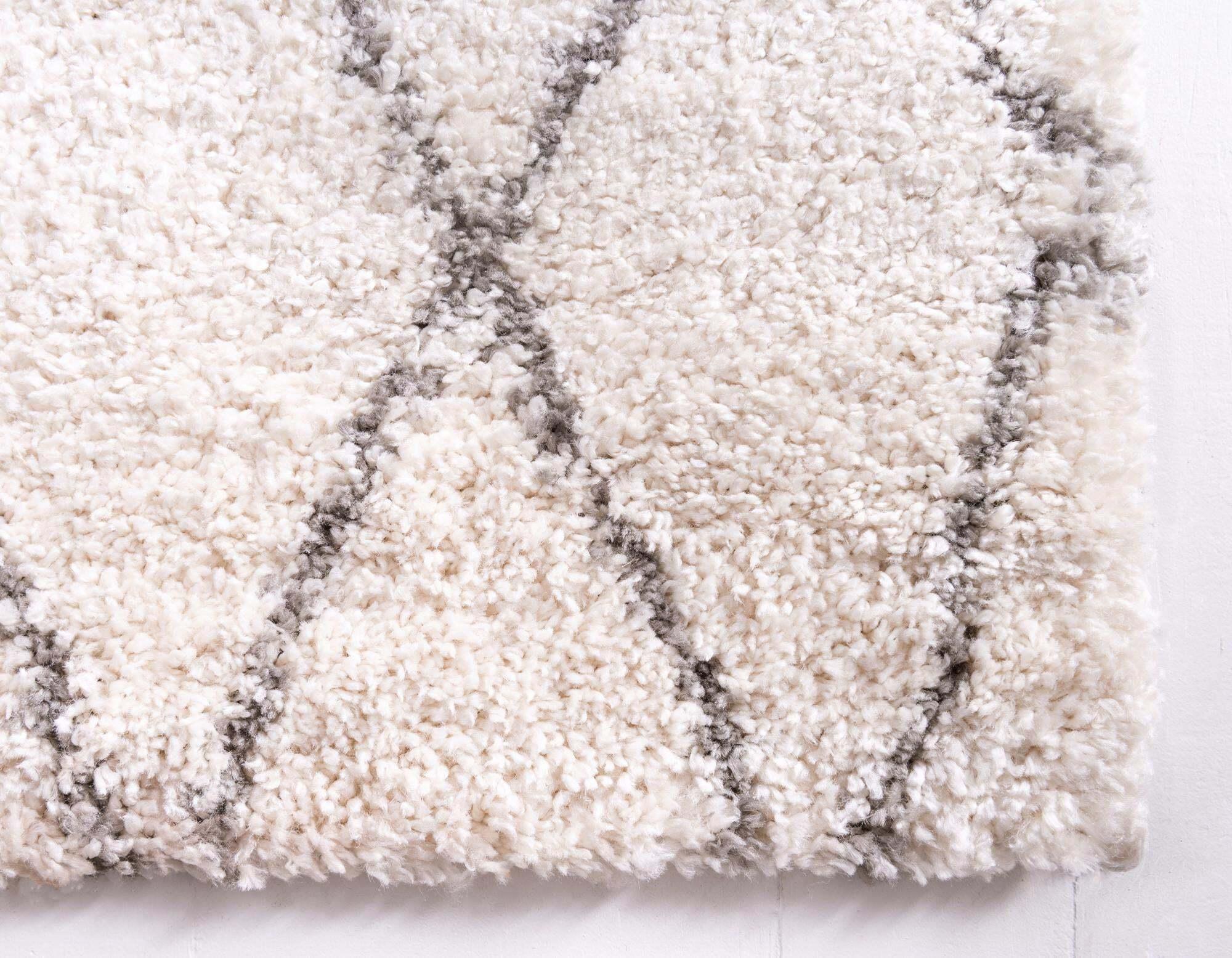 Unique Loom Indoor Rugs - Rabat Shag Geometric Rectangular 8x10 Rug Ivory & Gray