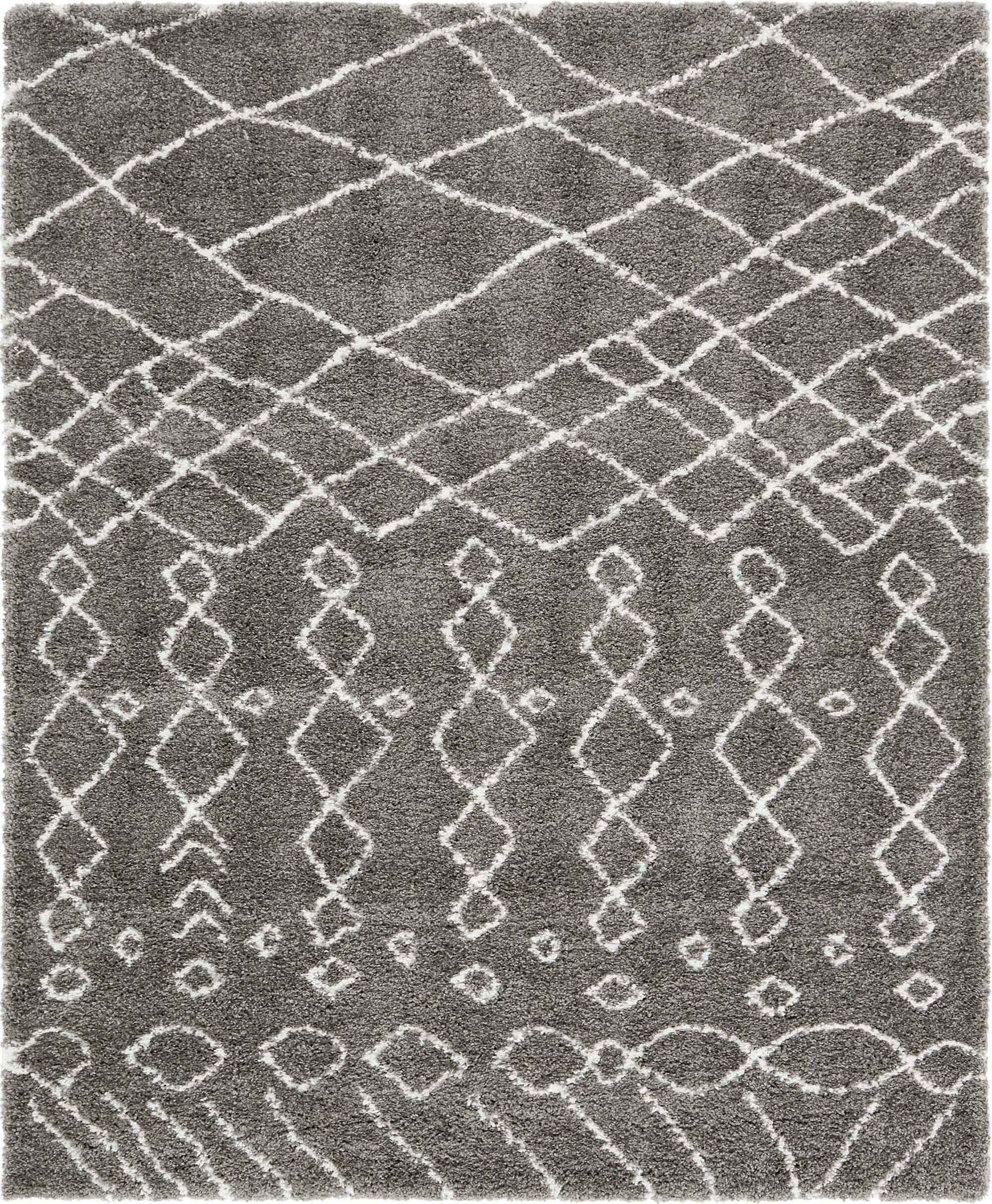Unique Loom Indoor Rugs - Rabat Shag Rectangular 8x10 Rug Gray & Ivory