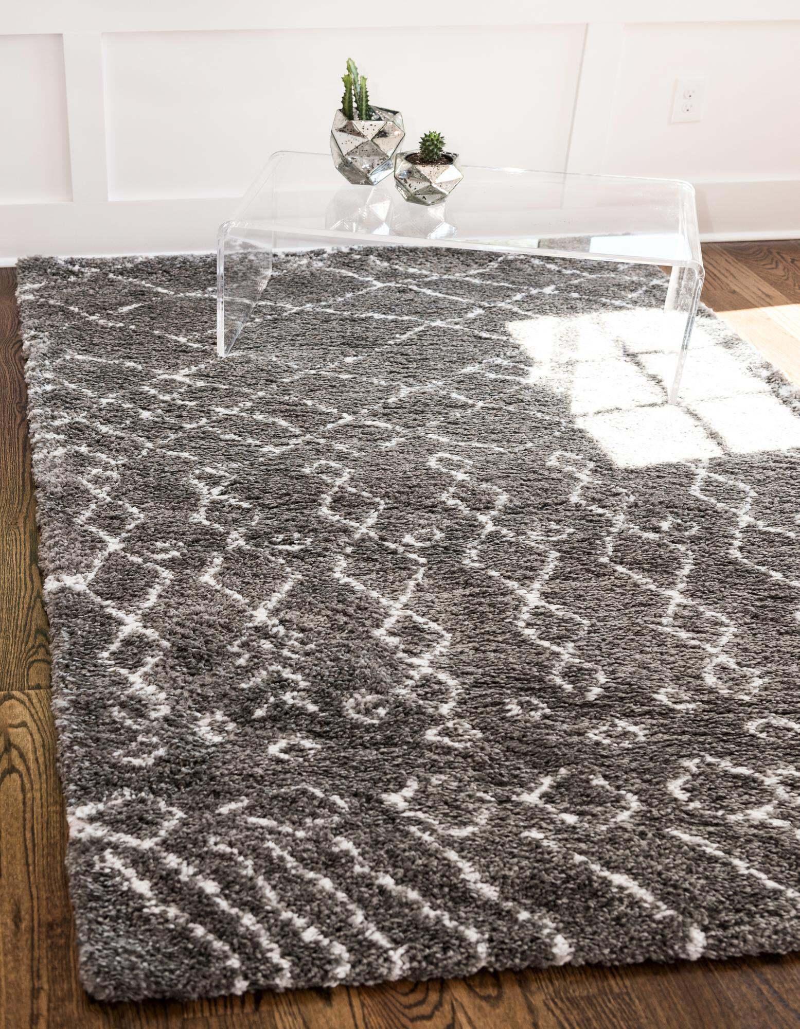 Unique Loom Indoor Rugs - Rabat Shag Rectangular 8x10 Rug Gray & Ivory