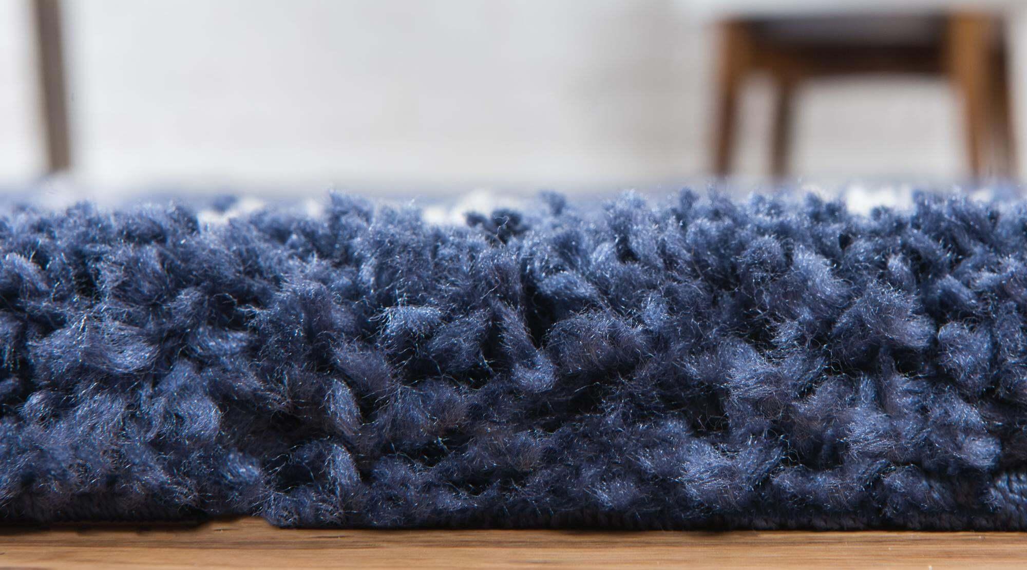 Unique Loom Indoor Rugs - Rabat Shag Rectangular 8x10 Rug Navy Blue & Ivory
