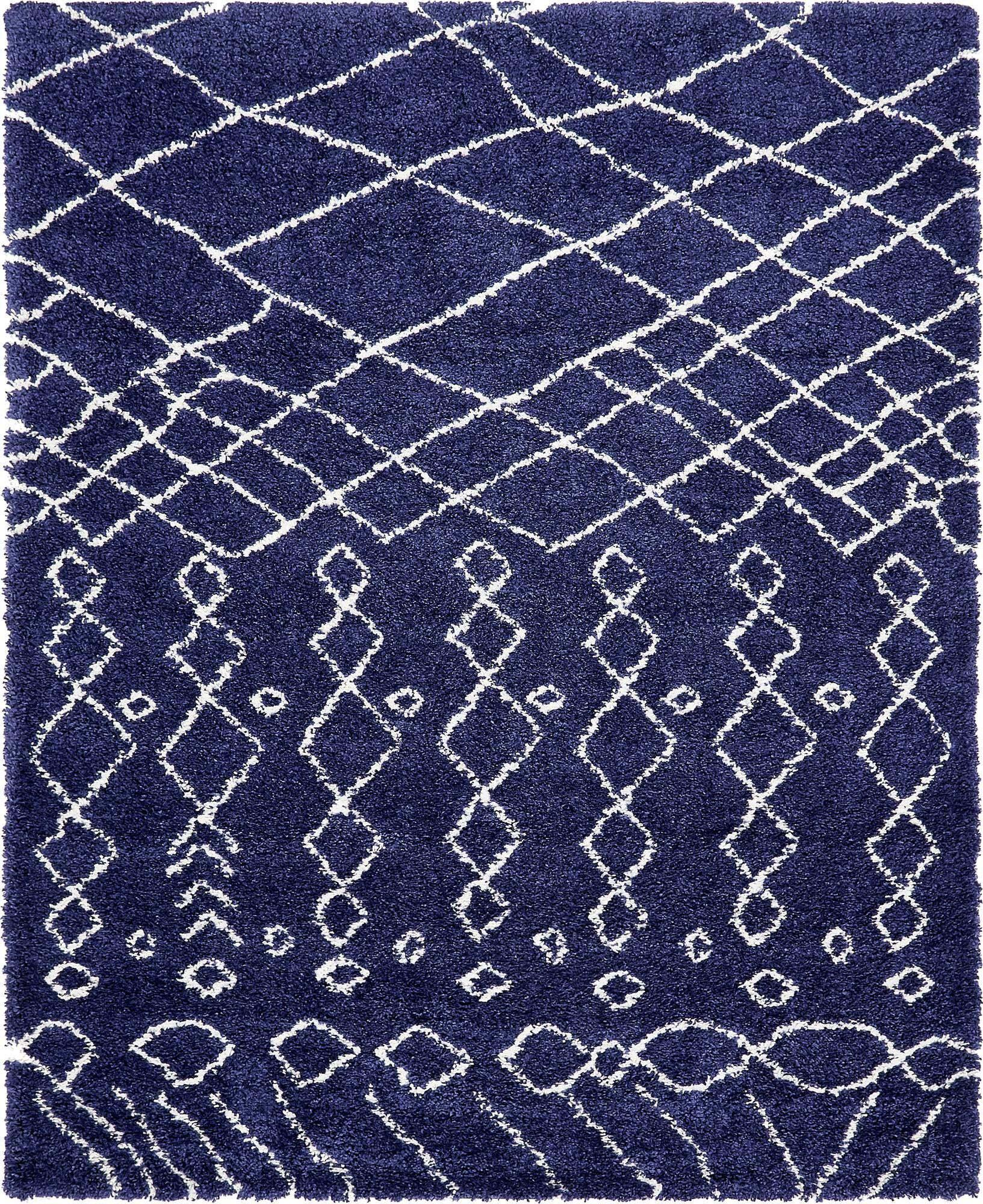 Unique Loom Indoor Rugs - Rabat Shag Rectangular 8x10 Rug Navy Blue