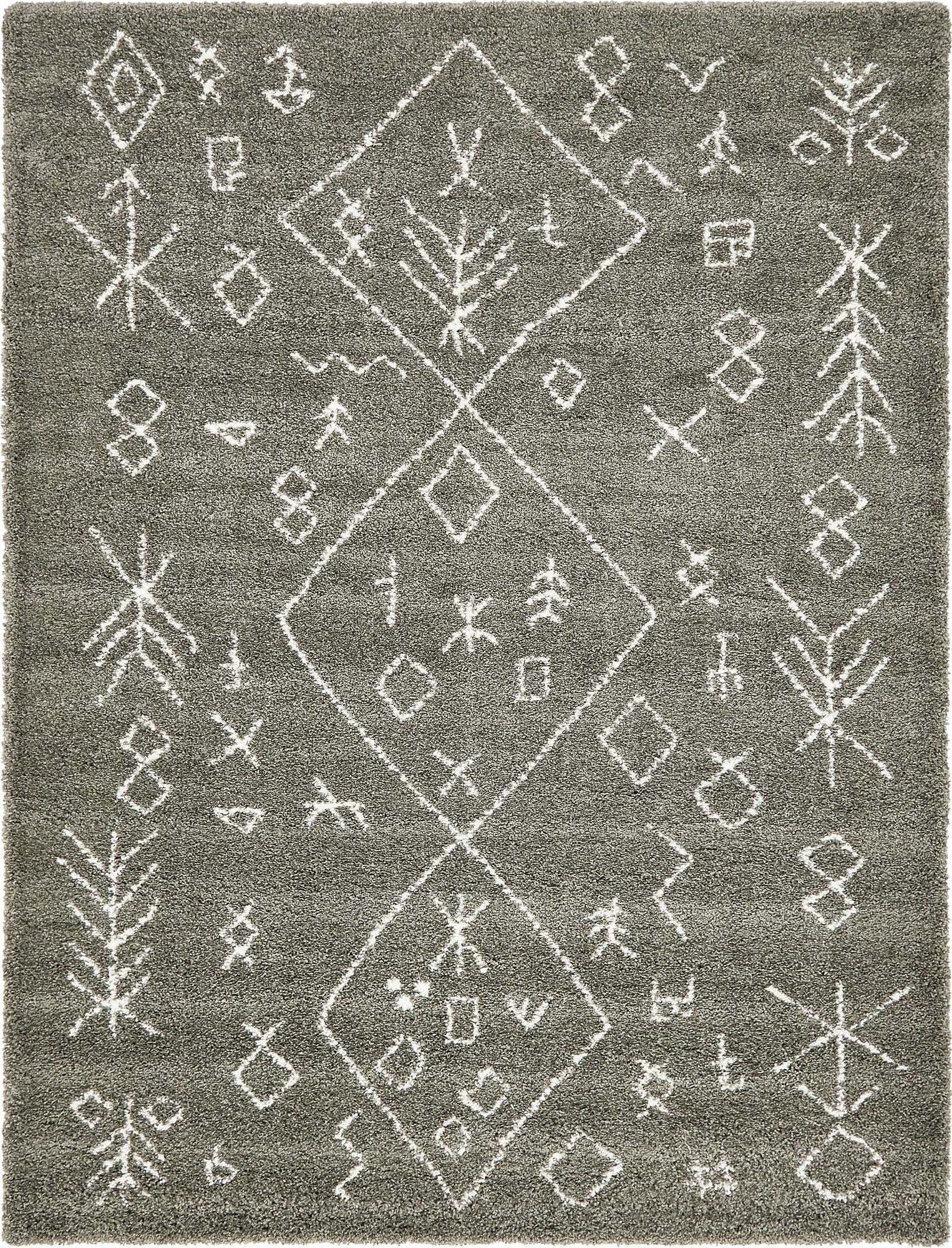 Unique Loom Indoor Rugs - Rabat Shag Rectangular 9x12 Rug Gray & Ivory