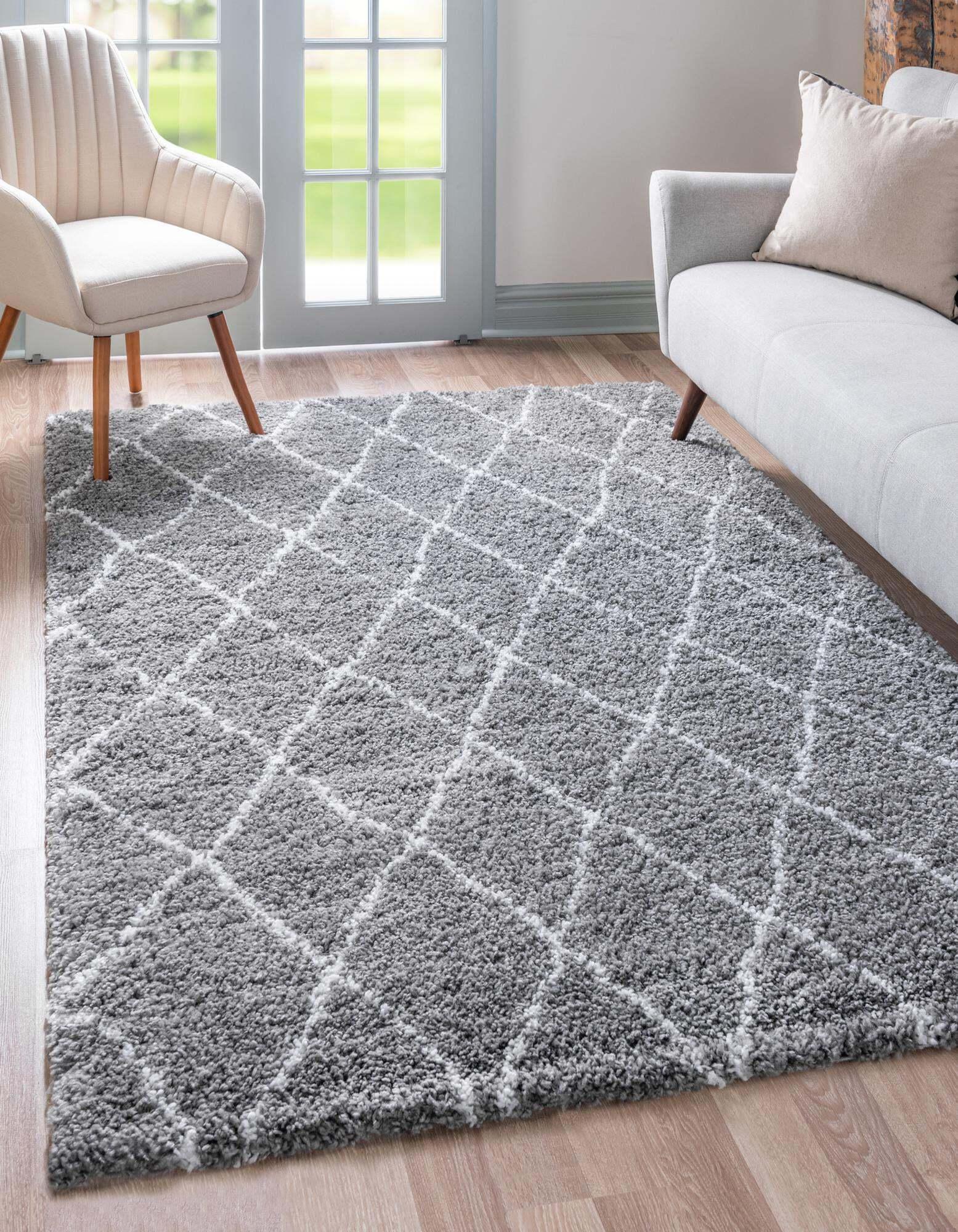 Unique Loom Indoor Rugs - Rabat Shag Rectangular 9x12 Rug Gray